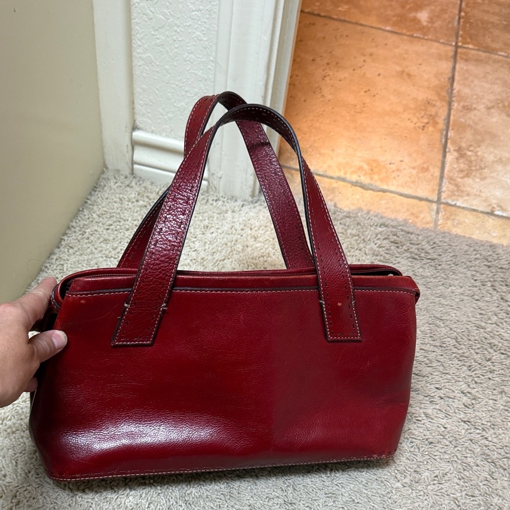 Fossil Red Leather Shoulder Bag